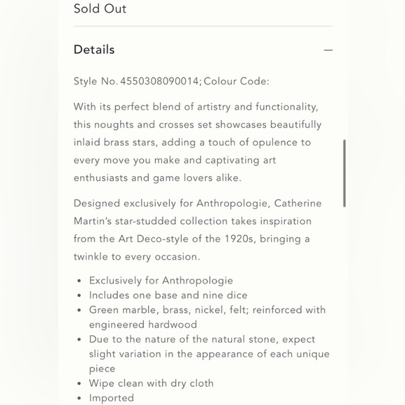 Anthropologie x Catherine Martin Starry Night Marble Tic Tac Toe Game New - Picture 4 of 7